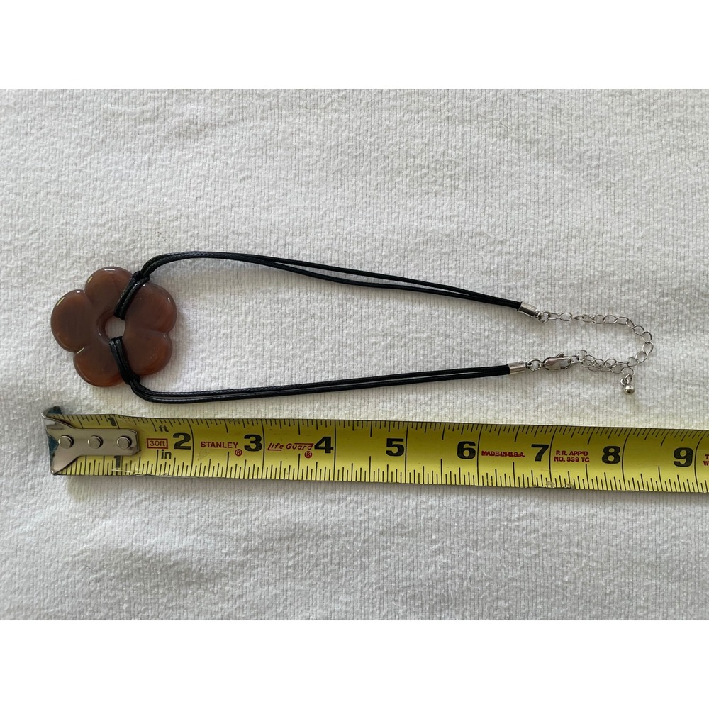 Free People Brown Baby Flower Cord Choker Necklace Adjustable Y2K Brown Glass - Picture 8 of 8